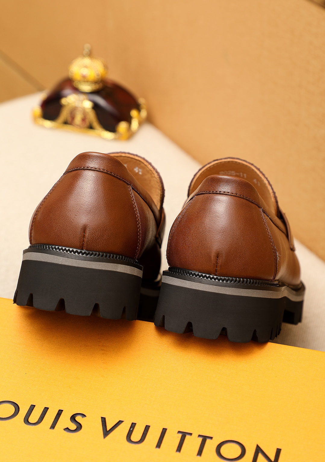 Louis Vuitton Brown Leather Loafers with Embossed Detailing and Silver Hardware 9 i1744683247 1611 7