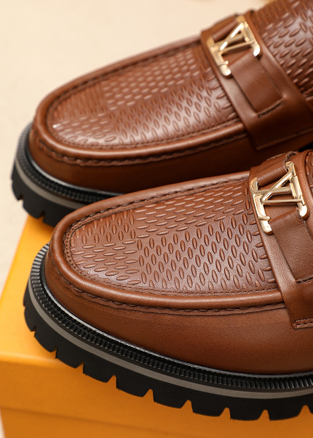 Louis Vuitton Brown Leather Loafers with Embossed Detailing and Silver Hardware 7 i1744683247 2311 5