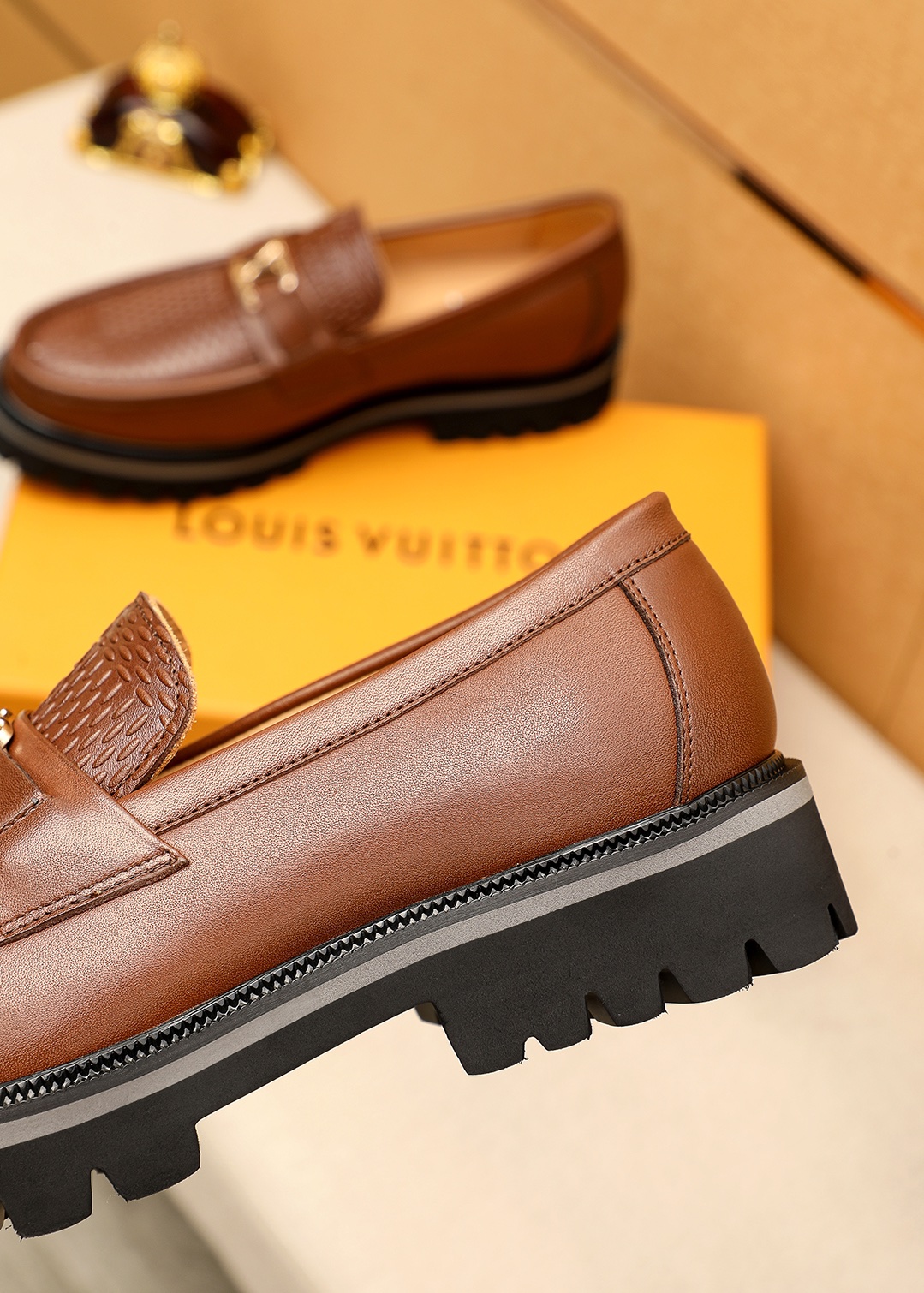 Louis Vuitton Brown Leather Loafers with Embossed Detailing and Silver Hardware 8 i1744683247 9021 6