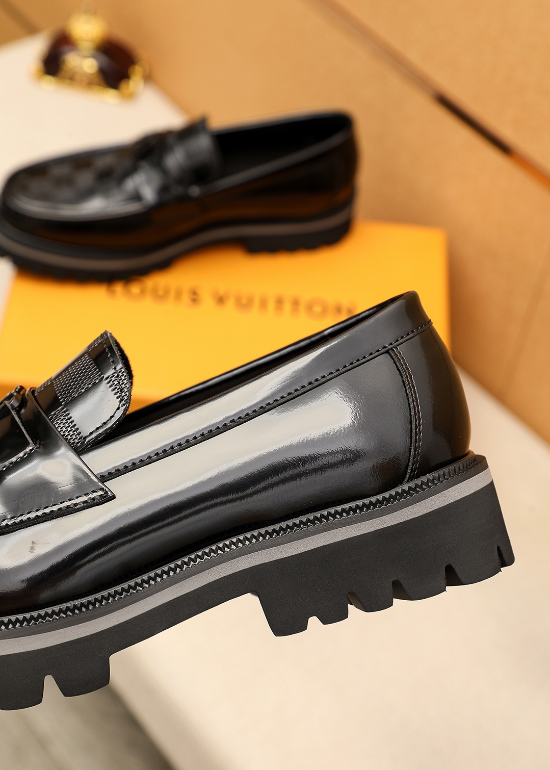 Louis Vuitton Leather Loafers with Embossed Checkered Pattern and Lug Sole 8 i1744683717 1310 6