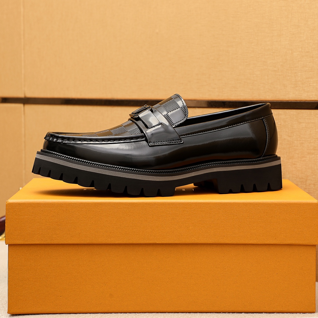 Louis Vuitton Leather Loafers with Embossed Checkered Pattern and Lug Sole 6 i1744683717 4761 4