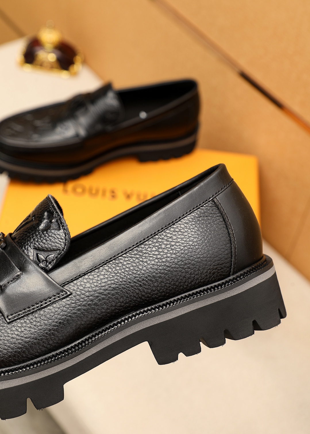 Louis Vuitton Men's Leather Loafers with Embossed Detailing - Black, Sizes 38-44 7 i1744685007 2035 5
