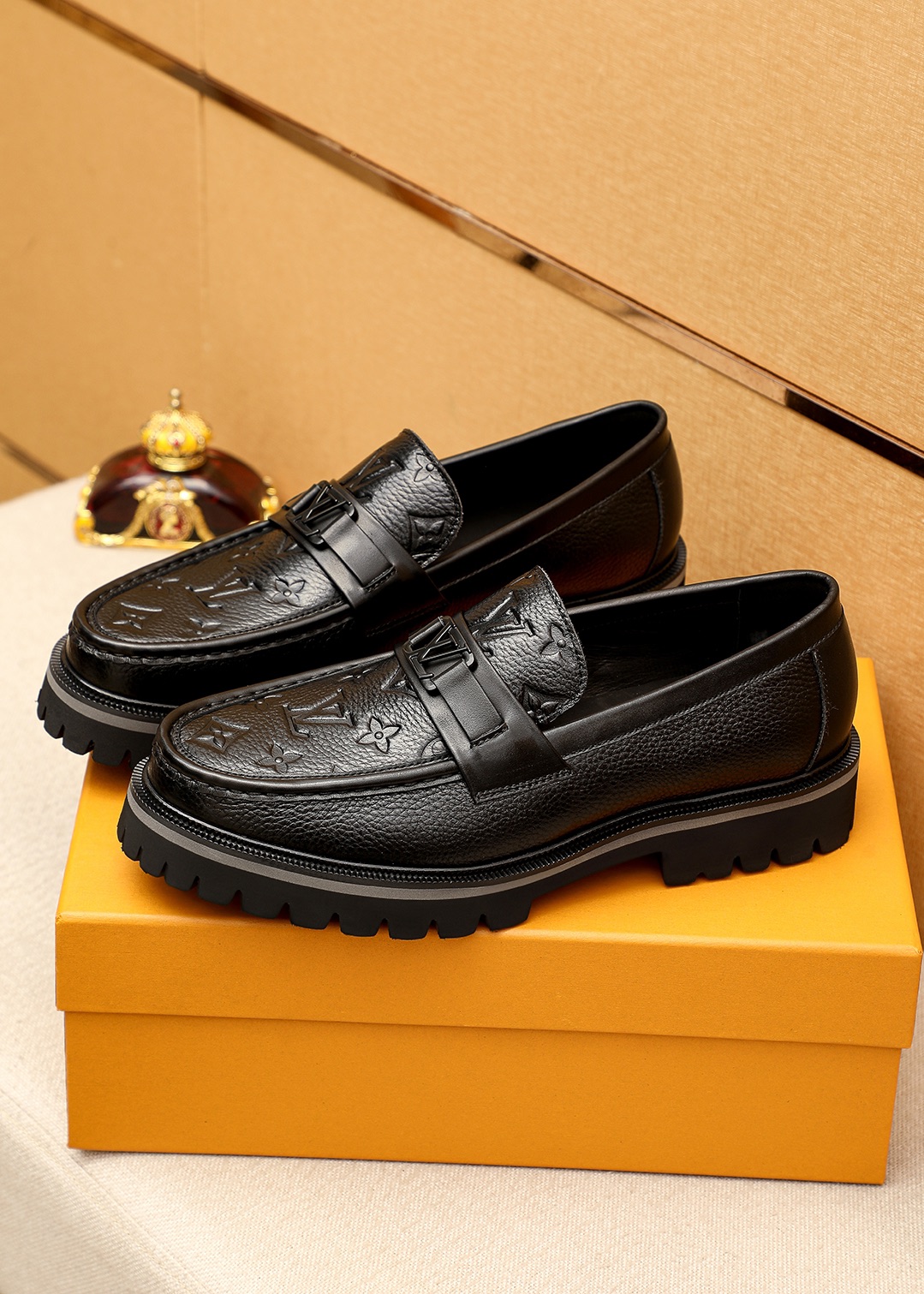 Louis Vuitton Men's Leather Loafers with Embossed Detailing - Black, Sizes 38-44 4 i1744685007 6507 2