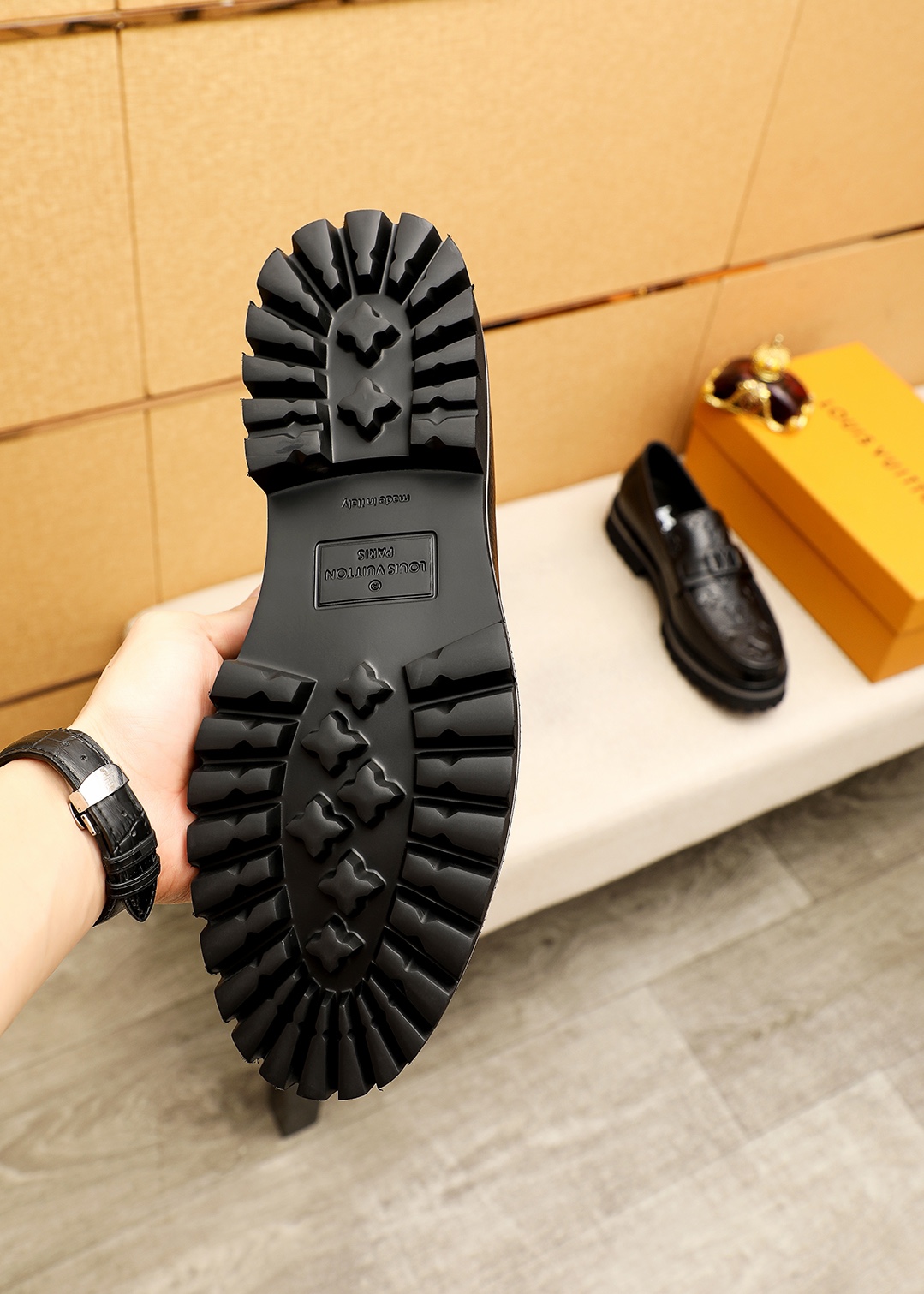 Louis Vuitton Men's Leather Loafers with Embossed Detailing - Black, Sizes 38-44 10 i1744685007 9059 8