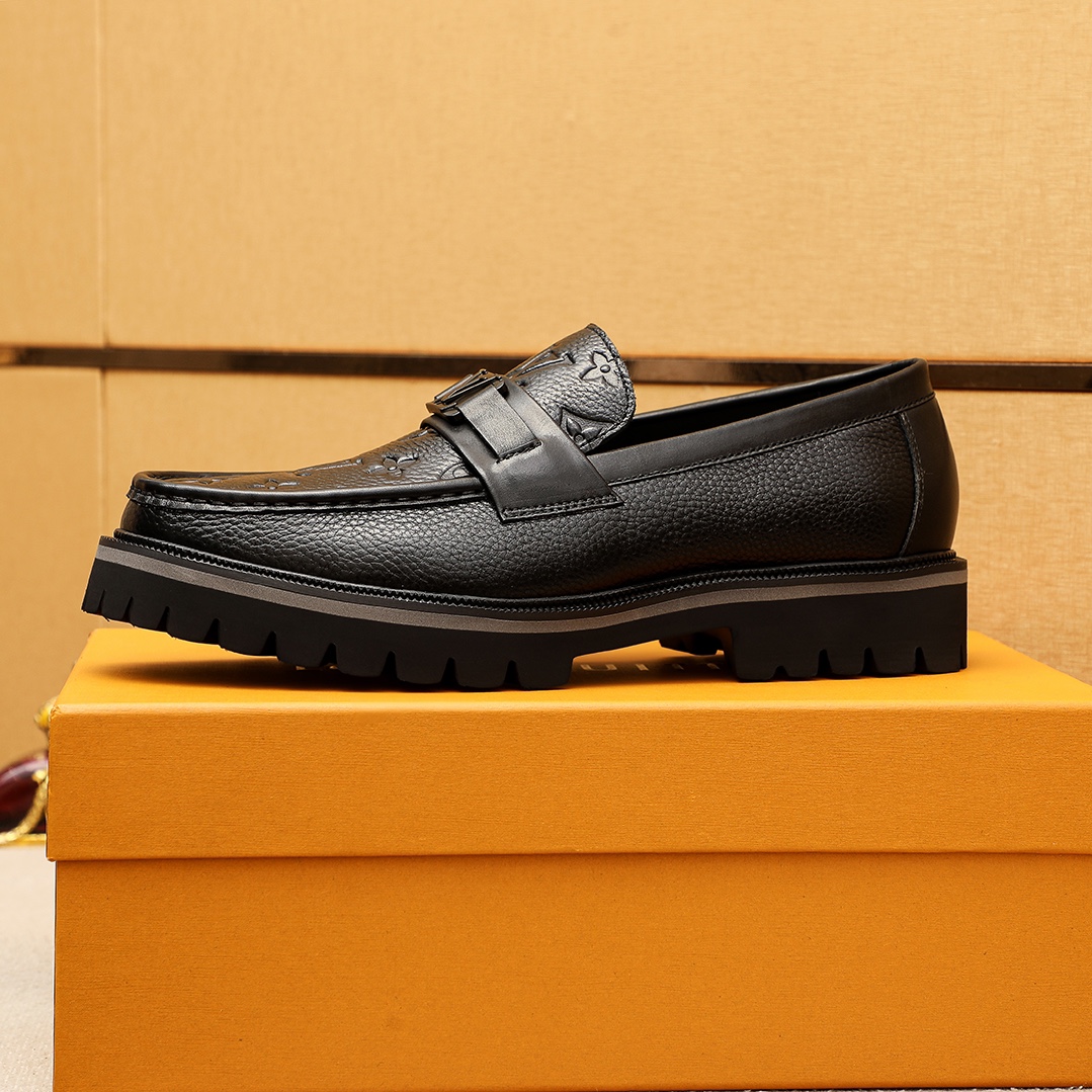 Louis Vuitton Men's Leather Loafers with Embossed Detailing - Black, Sizes 38-44 6 i1744685007 9381 4