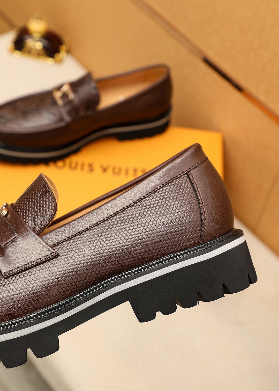Louis Vuitton Leather Loafers with Embossed Monogram and Lug Sole 9 i1744687422 4793 7