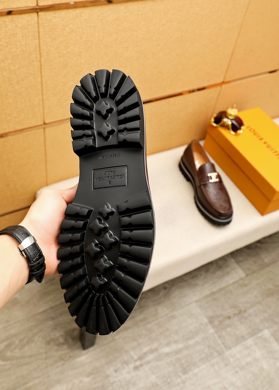 Louis Vuitton Leather Loafers with Embossed Monogram and Lug Sole 10 i1744687422 6399 8