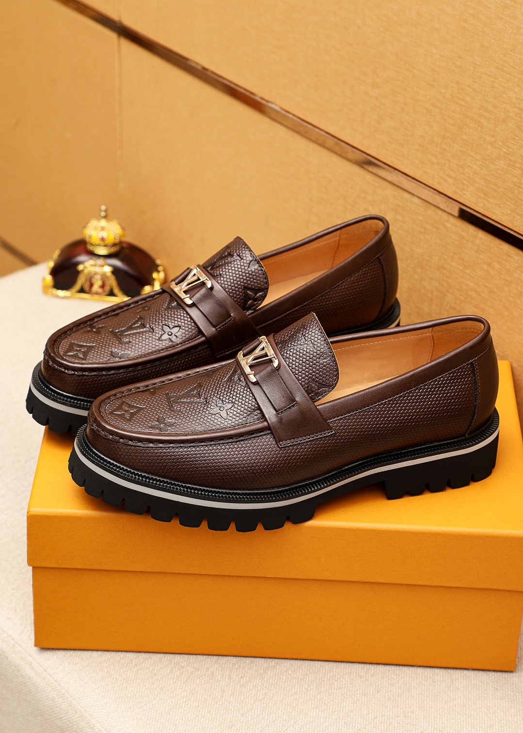 Louis Vuitton Leather Loafers with Embossed Monogram and Lug Sole 4 i1744687422 6640 2