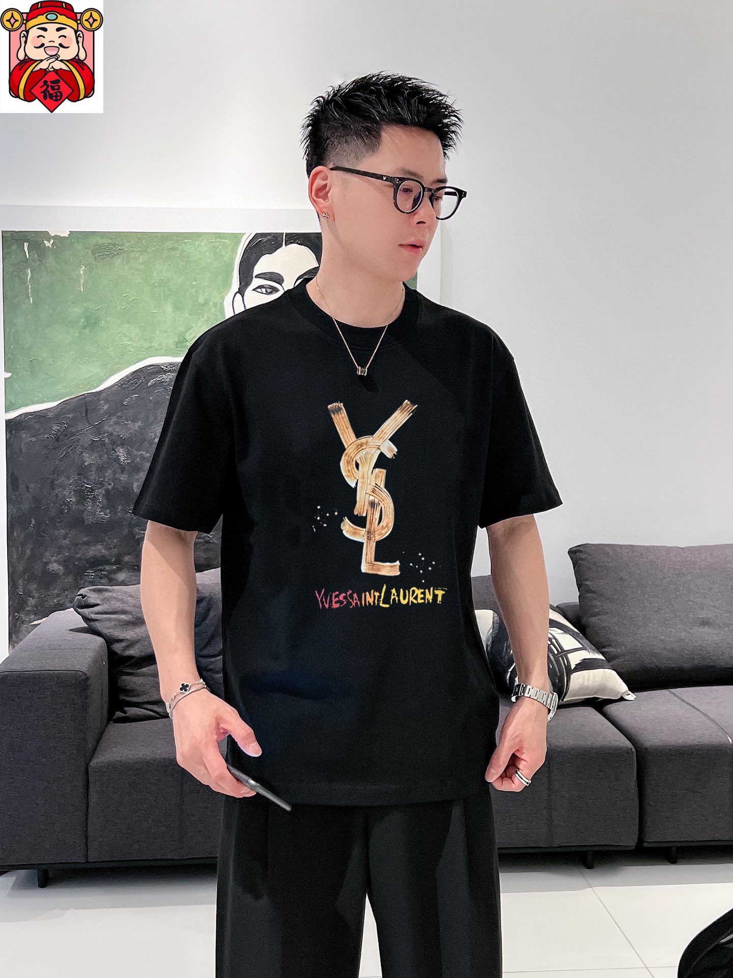 Saint Laurent 品牌【YSL圣罗兰】(胖子福音) 男士休闲短袖T恤 2025春夏新品