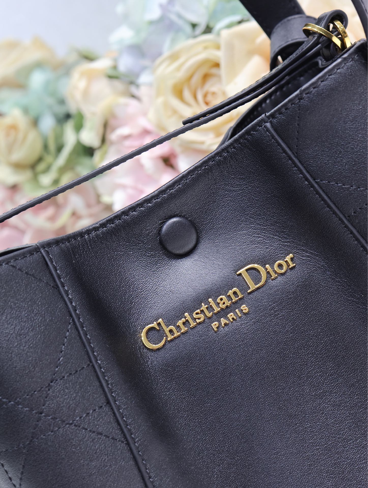 Dior Small Signature Bucket Bag, Black Calfskin with Tonal Grained Detailing 5 i1744789556 6537 3