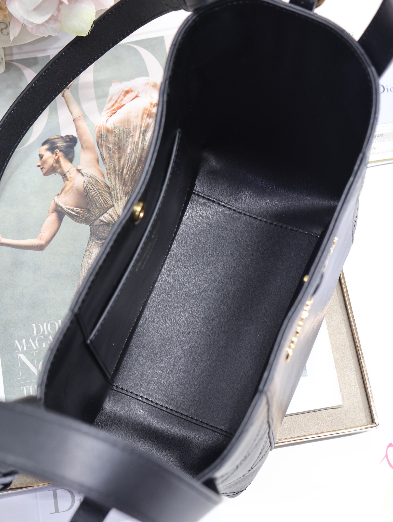 Dior Small Signature Bucket Bag, Black Calfskin with Tonal Grained Detailing 8 i1744789556 7168 6