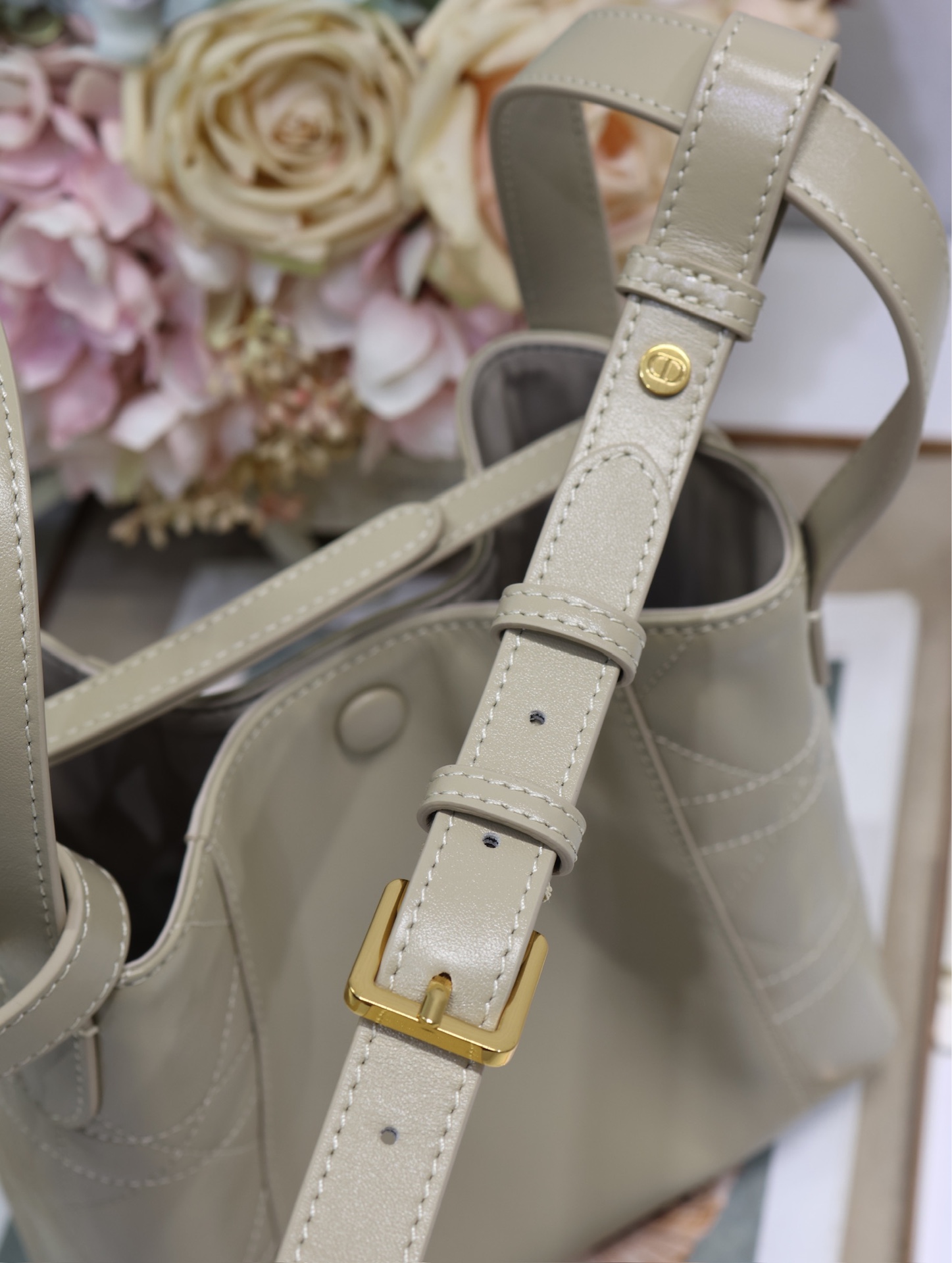Dior Signature Small Bucket Bag in Light Almond Grained Calfskin Leather 4 i1744790909 2166 3