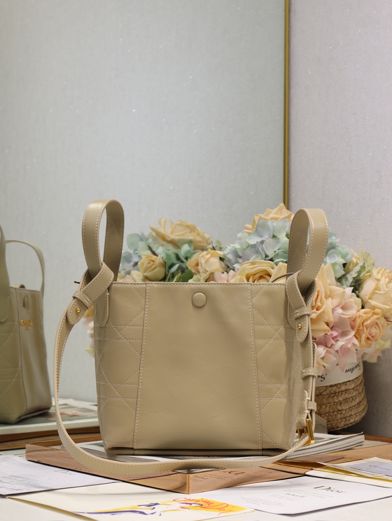 Dior Signature Small Bucket Bag in Light Almond Grained Calfskin Leather 5 i1744790909 8219 4