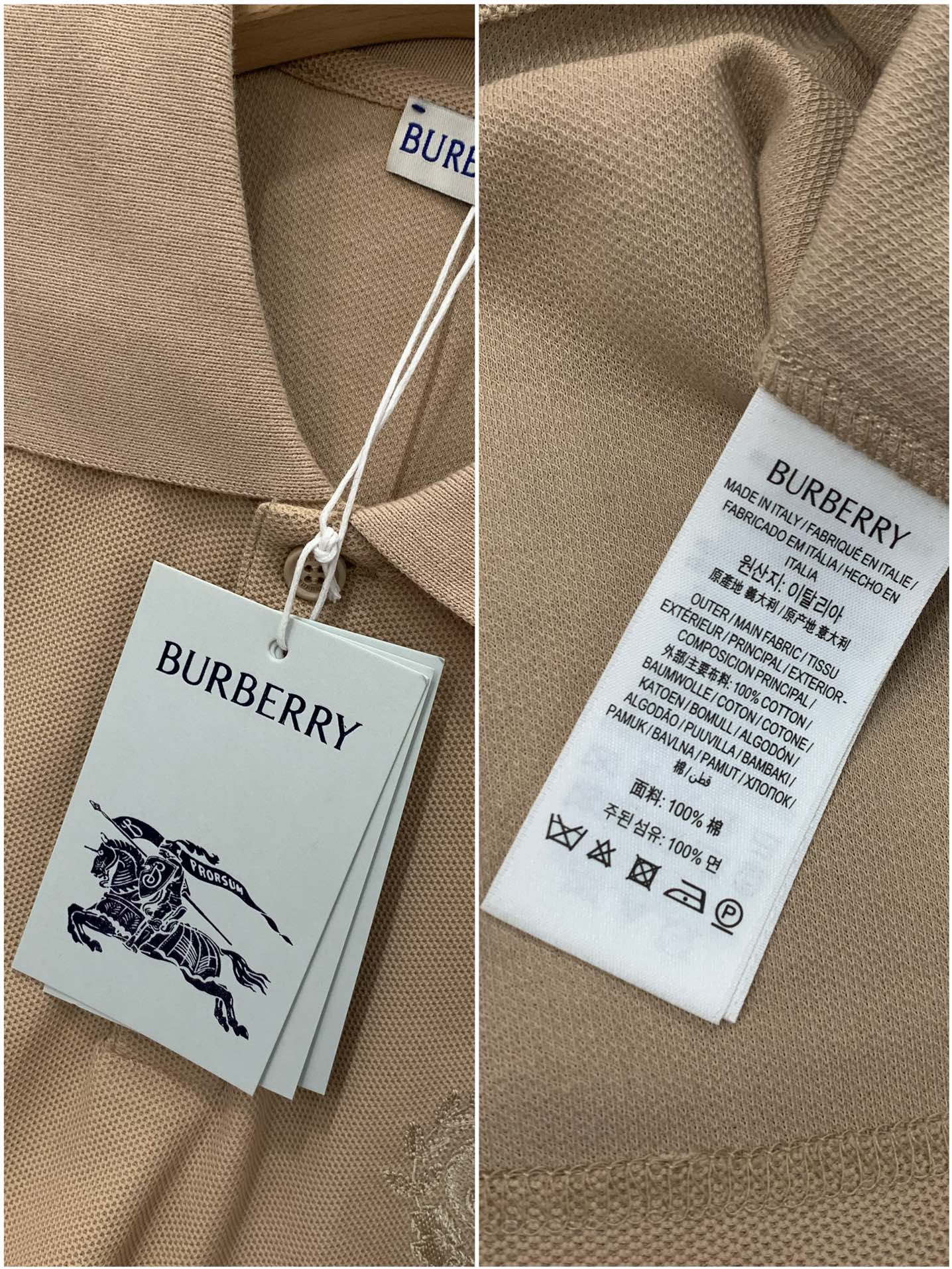 ，Burberry 巴宝莉，2025夏季最新品，专柜同步有售，原单狠货，时尚休闲翻领短袖T恤，进口原版面