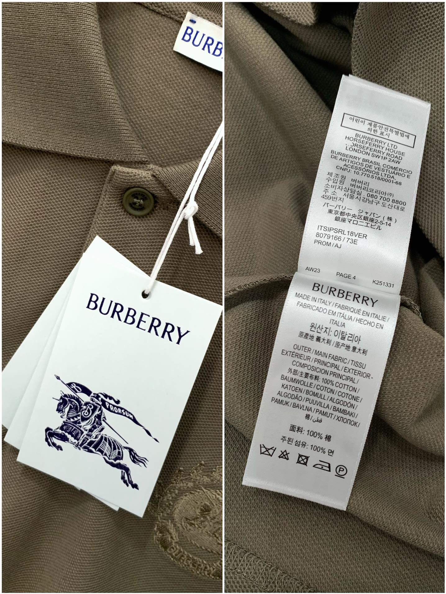 ，Burberry 巴宝莉，2025夏季最新品，专柜同步有售，原单狠货，时尚休闲翻领短袖T恤，进口原版面