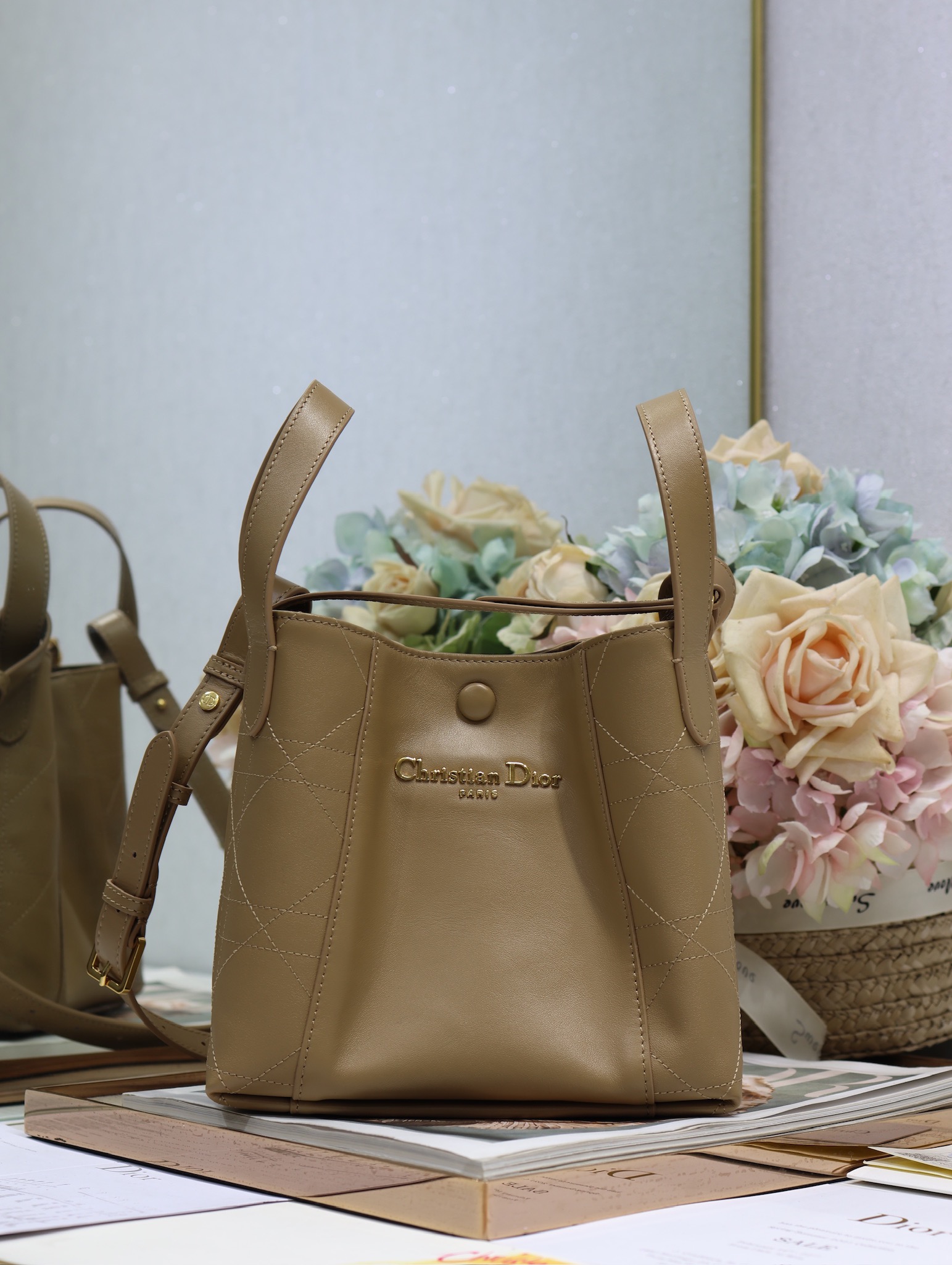 Dior Signature Water Bucket Bag in Deep Apricot Grained Calfskin Leather 1 i1744795915 7621 0