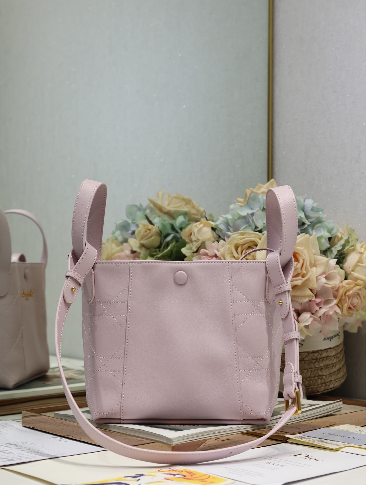 Dior Signature Bucket Bag Small Pink Leather Handbag Crossbody for Women 7 i1744796371 8229 5
