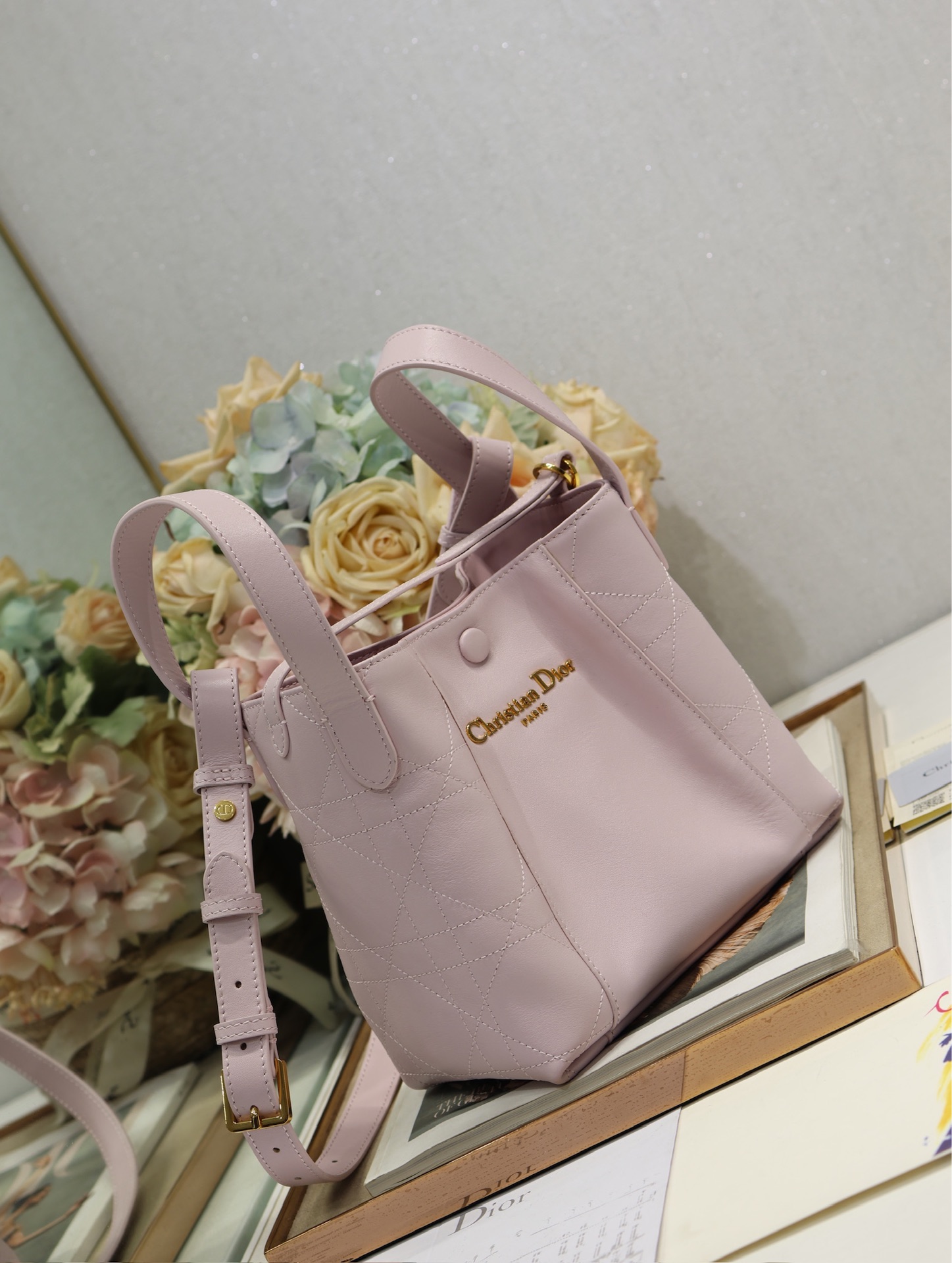 Dior Signature Bucket Bag Small Pink Leather Handbag Crossbody for Women 3 i1744796371 9774 1