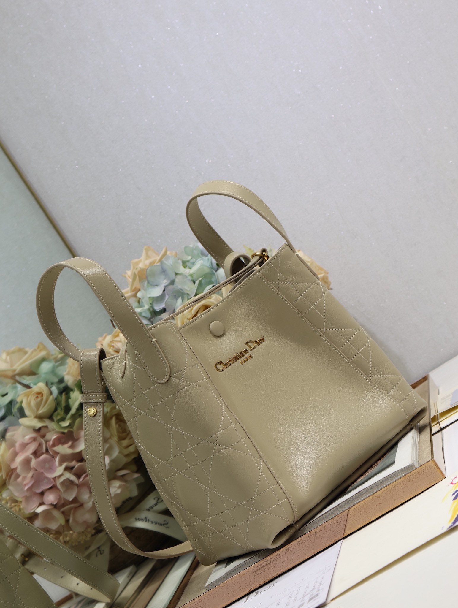 Dior Signature Medium Bucket Bag in Beige Leather with Gold-Tone Hardware 3 i1744797858 952 1