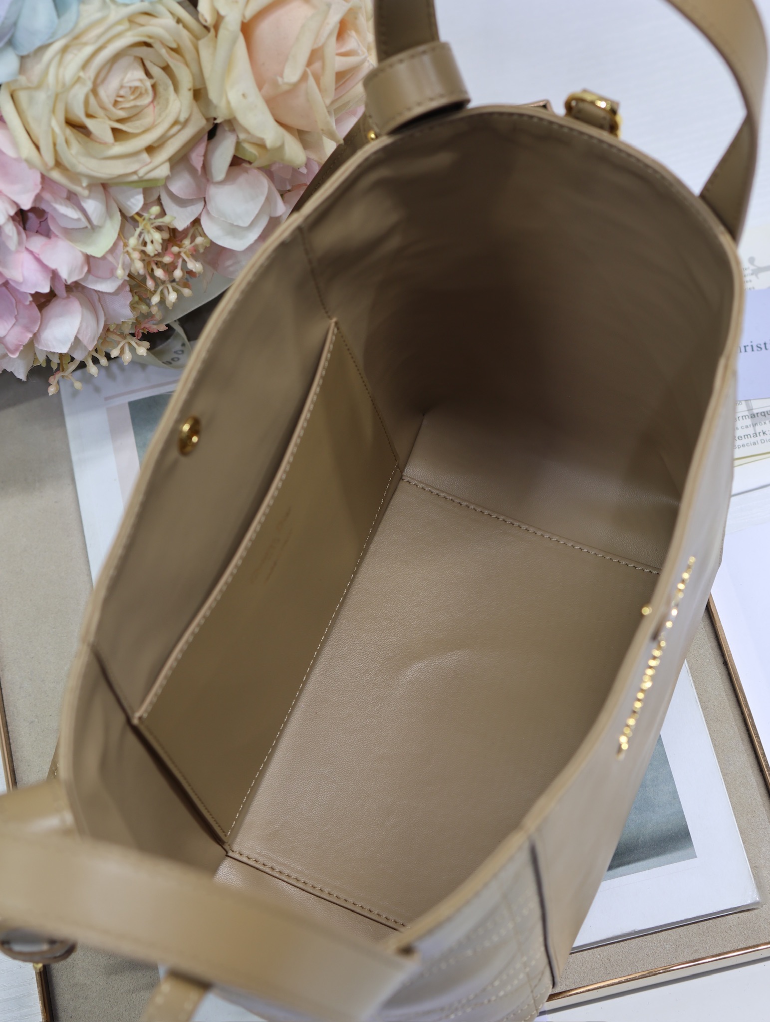 Dior Signature Medium Bucket Bag Apricot Leather Handbag with Golden Hardware 8 i1744798243 4450 7