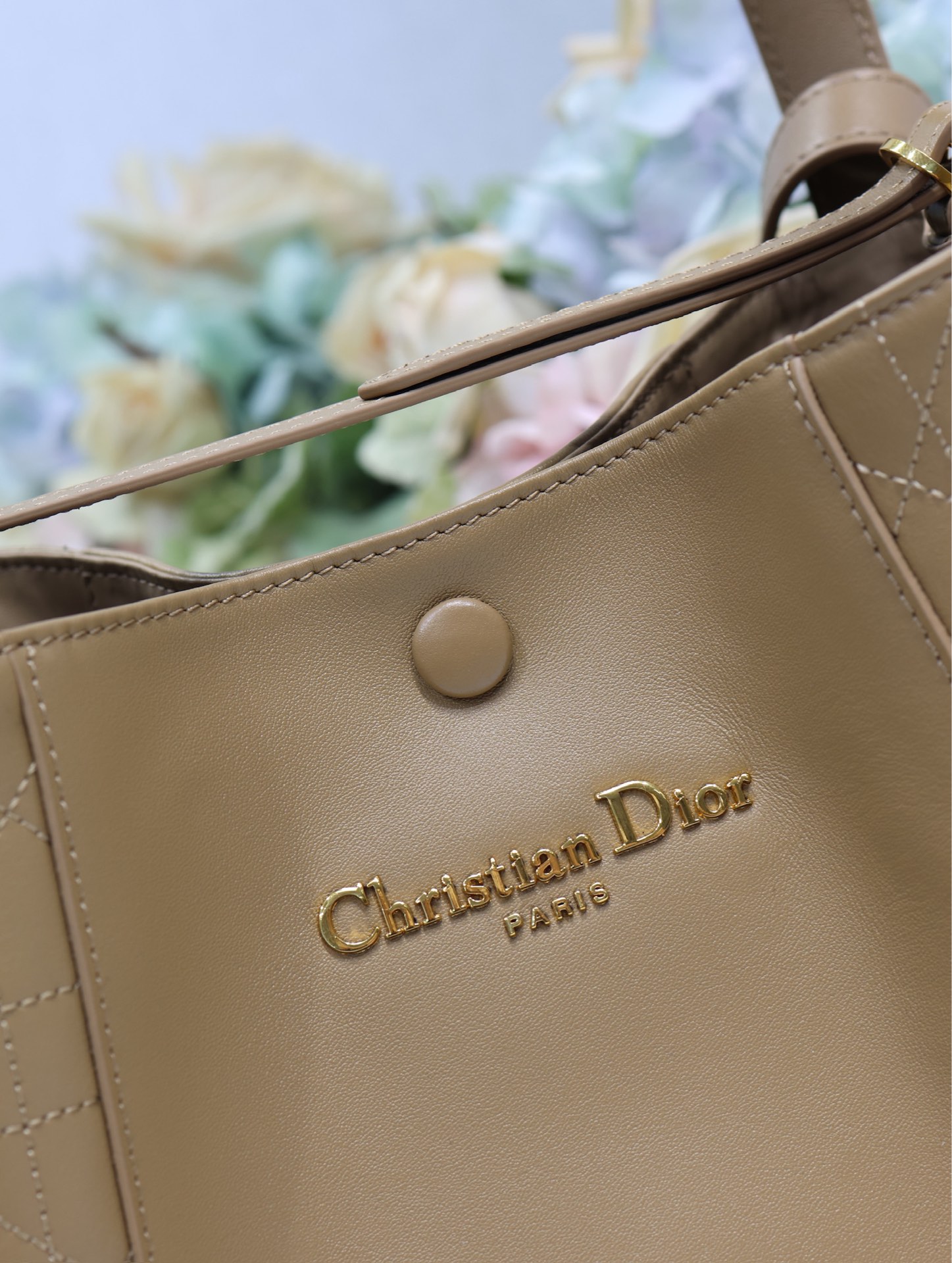Dior Signature Medium Bucket Bag Apricot Leather Handbag with Golden Hardware 4 i1744798243 5592 3