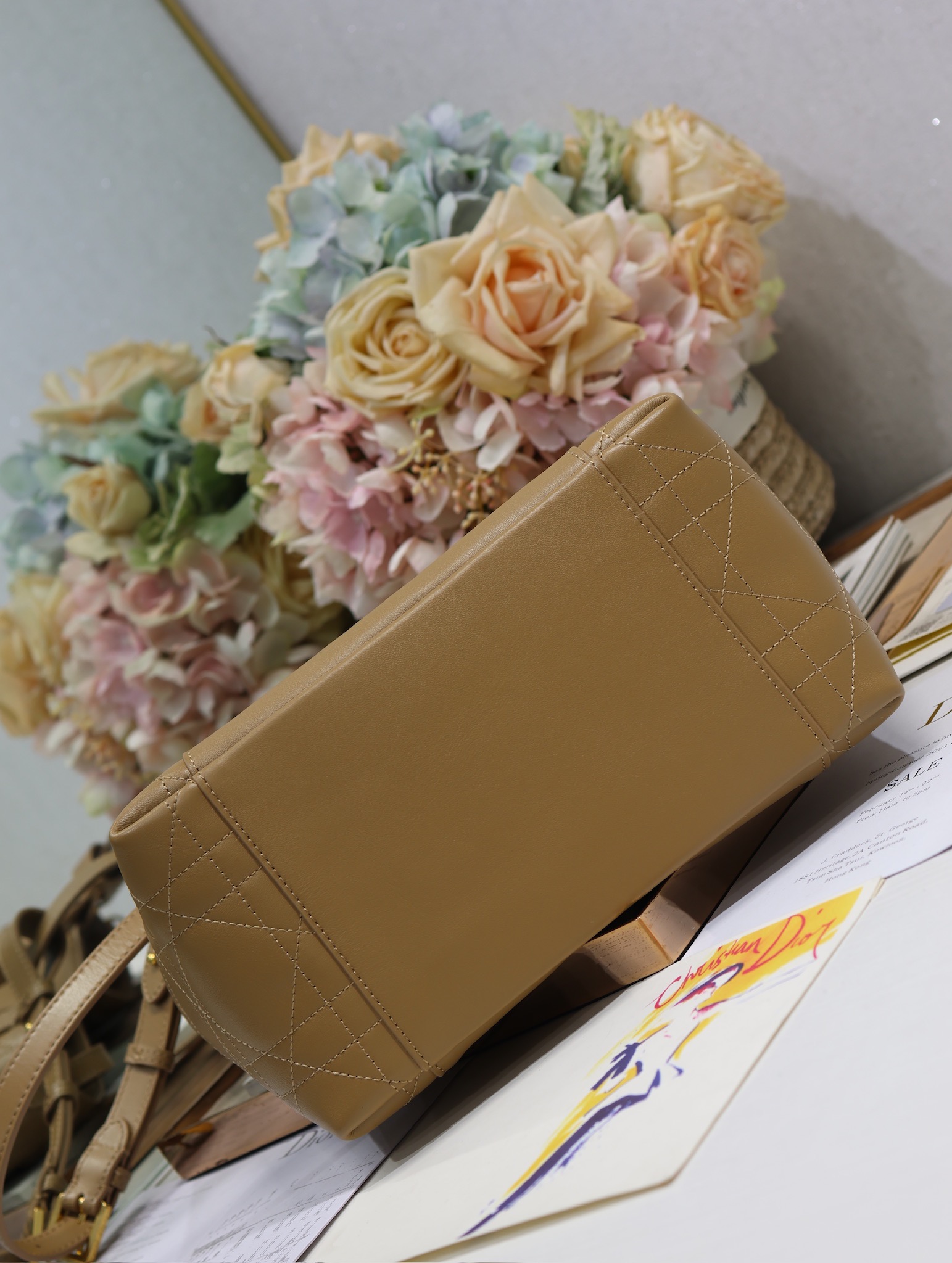 Dior Signature Medium Bucket Bag Apricot Leather Handbag with Golden Hardware 7 i1744798243 9398 6