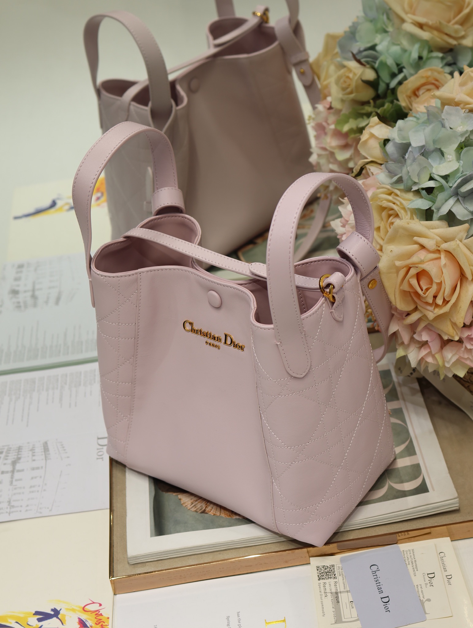 Christian Dior Signature Medium Bucket Bag Pink Calfskin Leather Handbag 3 i1744798364 4820 2