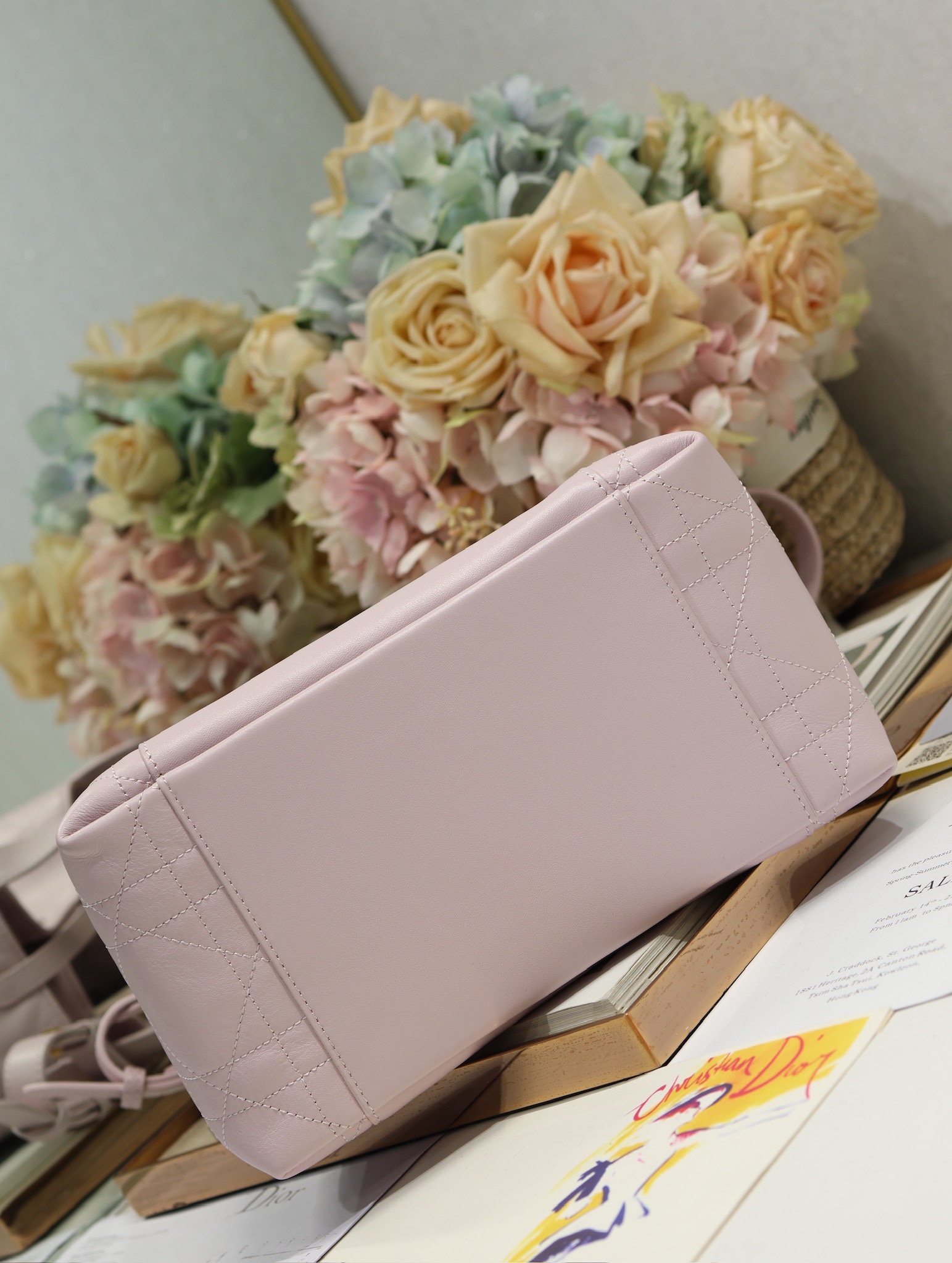 Christian Dior Signature Medium Bucket Bag Pink Calfskin Leather Handbag 5 i1744798364 9457 4