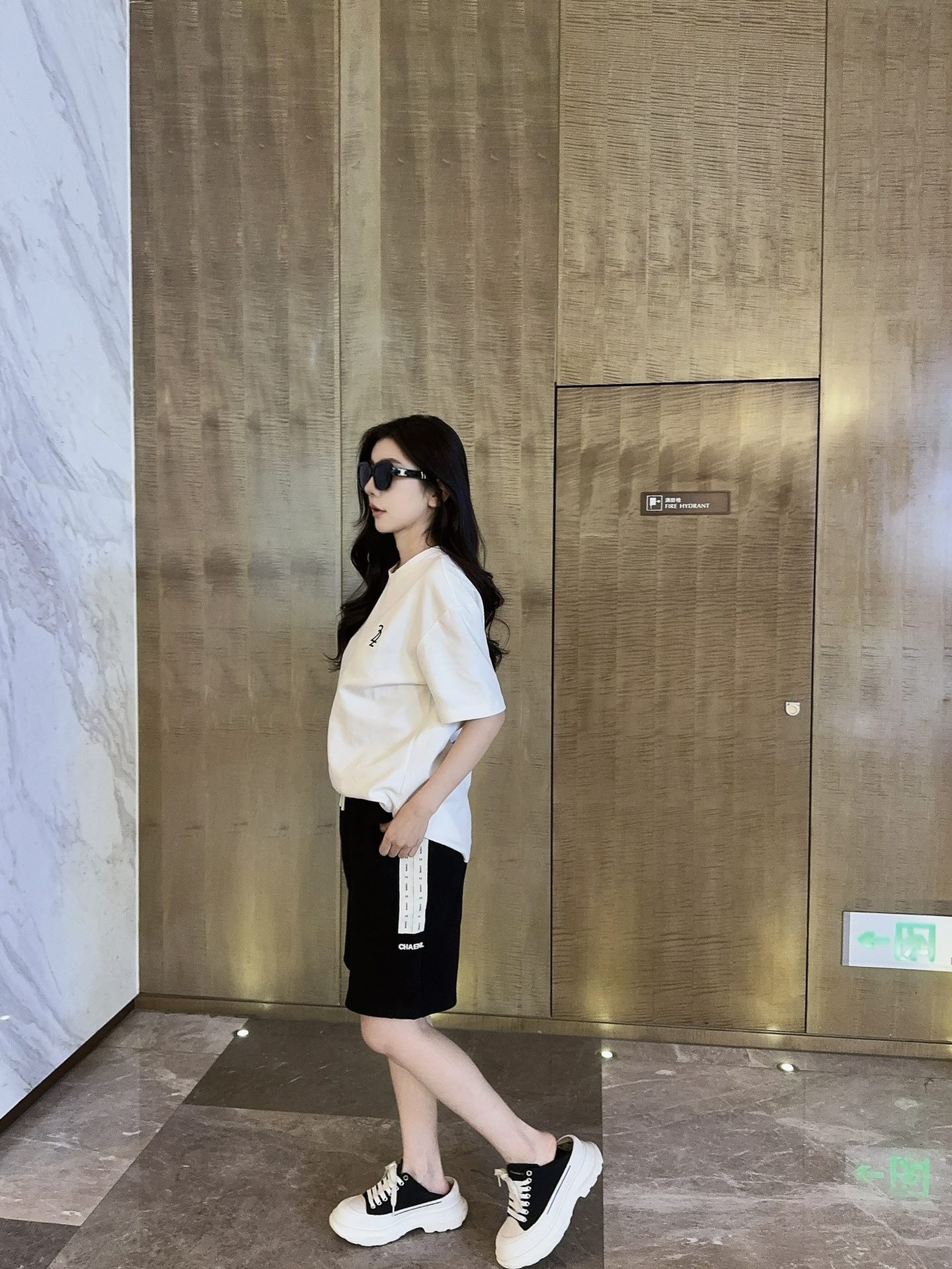 CHANEL/香奈儿 徽标织带短裤 上身效果#