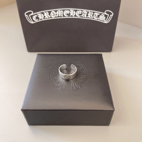 Chrome Hearts Ring, Silver Open Band with Floral Motif, Designer Jewelry 1 Chrome Hearts Ring, Silver Open Band with Floral Motif, Designer Jewelry