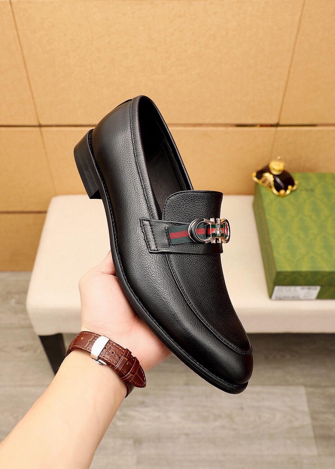 Gucci Men's Black Leather Loafers with Signature Hardware, Size 39-44 6 i1744863030 2988 4