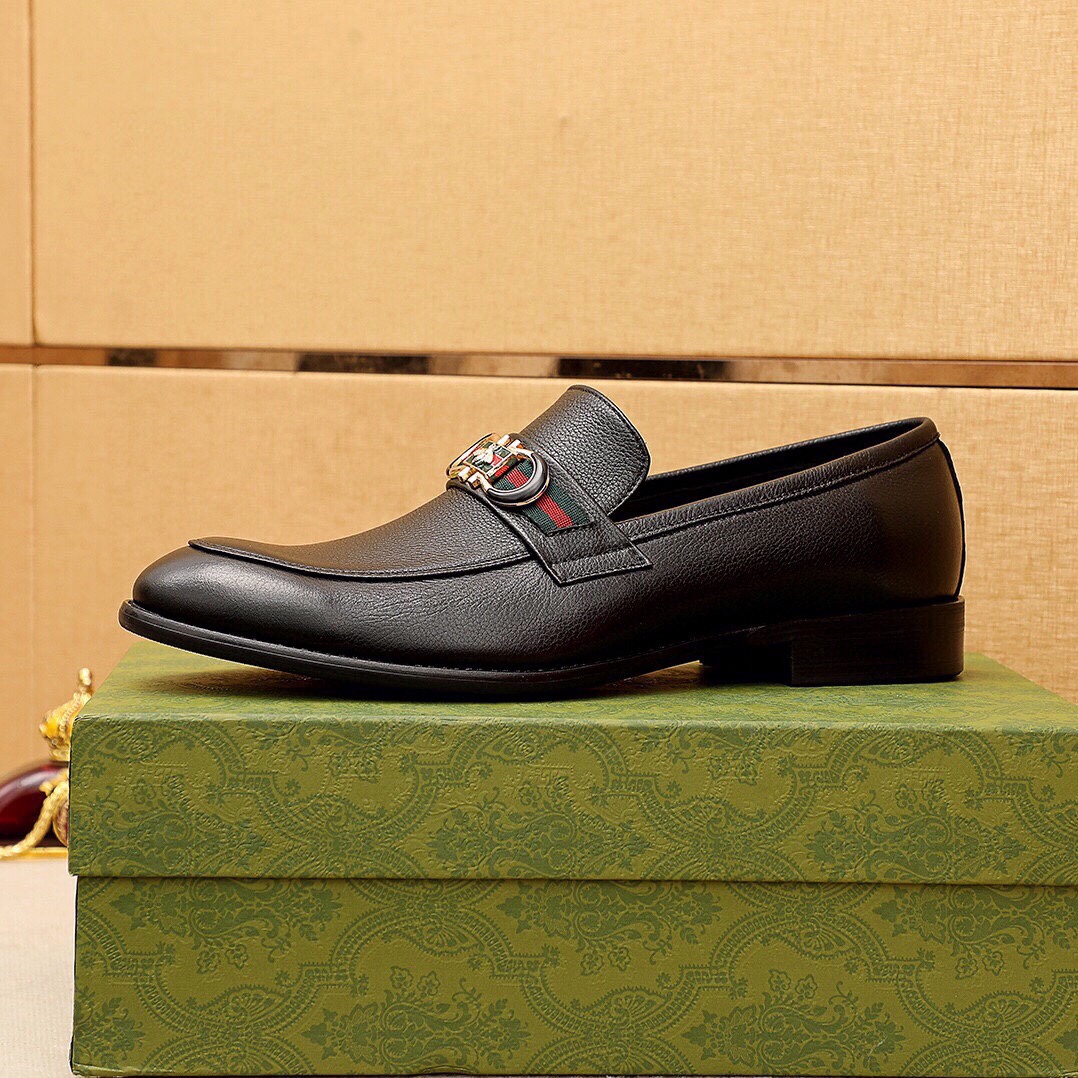 Gucci Men's Black Leather Loafers with Signature Hardware, Size 39-44 5 i1744863030 7855 3