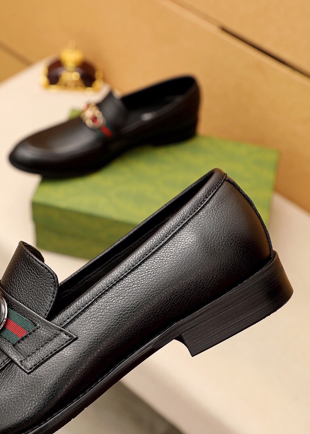 Gucci Men's Black Leather Loafers with Signature Hardware, Size 39-44 8 i1744863030 9113 6