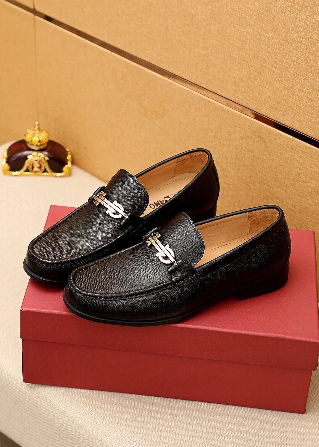 Salvatore Ferragamo Men's Black Leather Loafers with Silver Buckle 3 i1744863126 1512 1