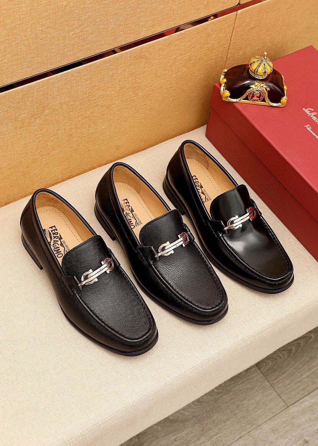 Salvatore Ferragamo Men's Black Leather Loafers with Silver Buckle 6 i1744863126 2806 4