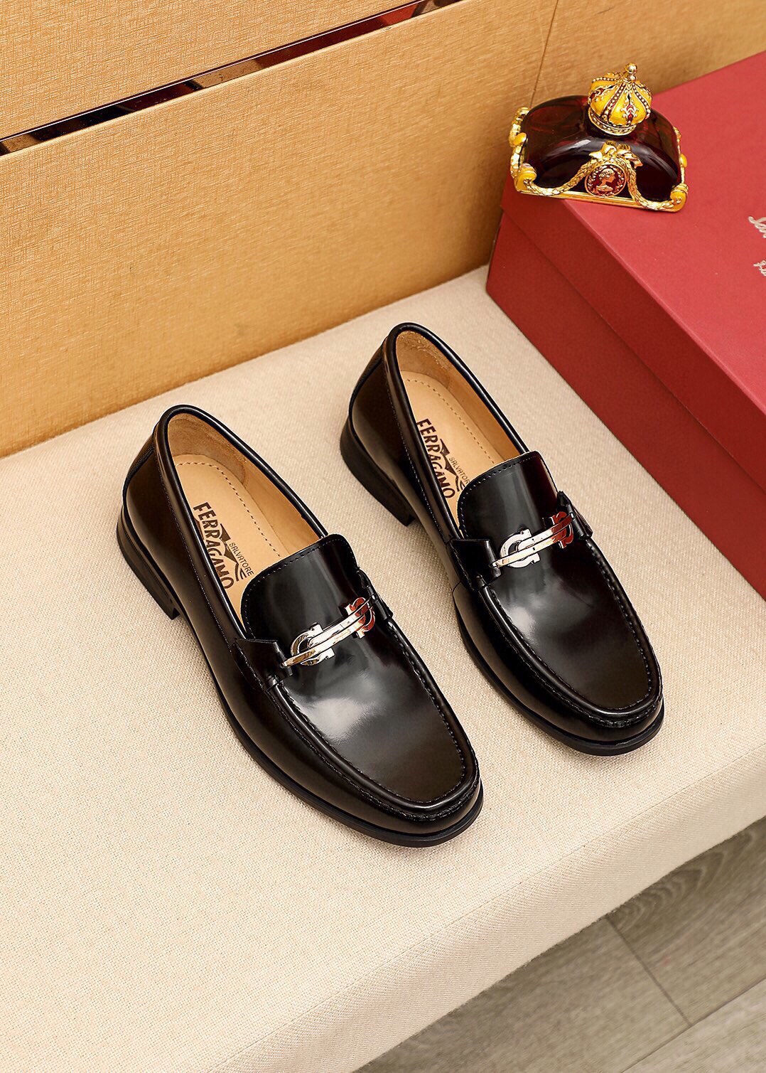 Salvatore Ferragamo Men's Black Leather Loafers with Silver Hardware 2 i1744863165 4214 0