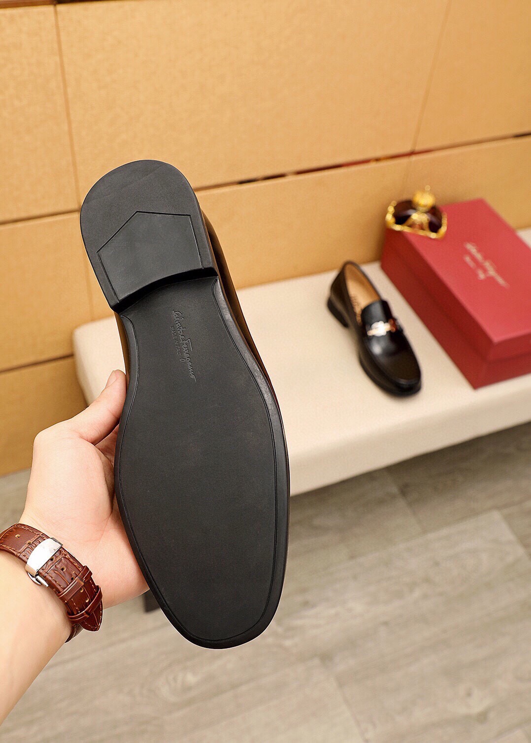 Salvatore Ferragamo Men's Black Leather Loafers with Silver Hardware 10 i1744863165 9016 8