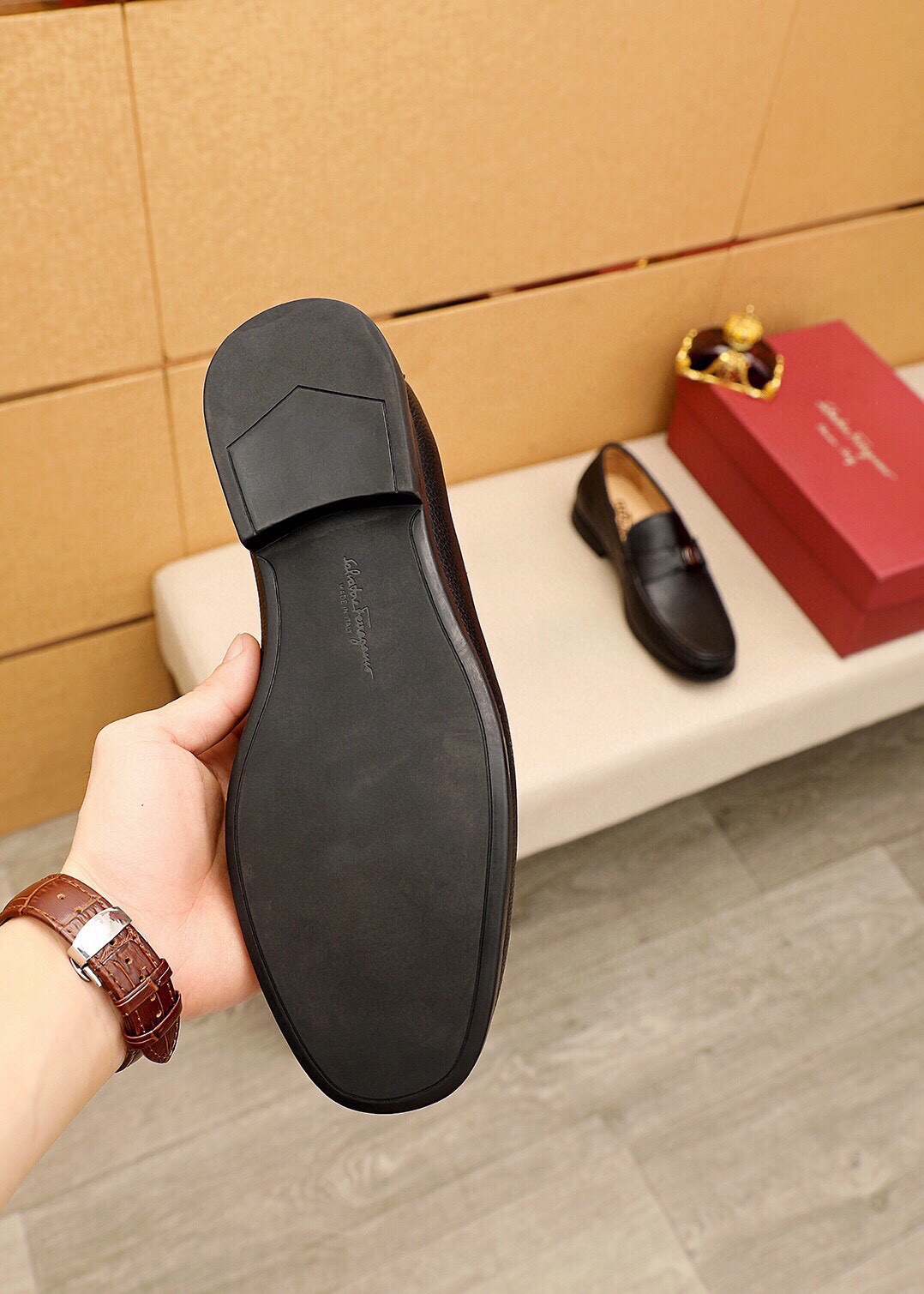 Ferragamo Leather Loafers with Classic Hardware Buckle | Men's Casual Shoes 10 i1744863397 3774 8
