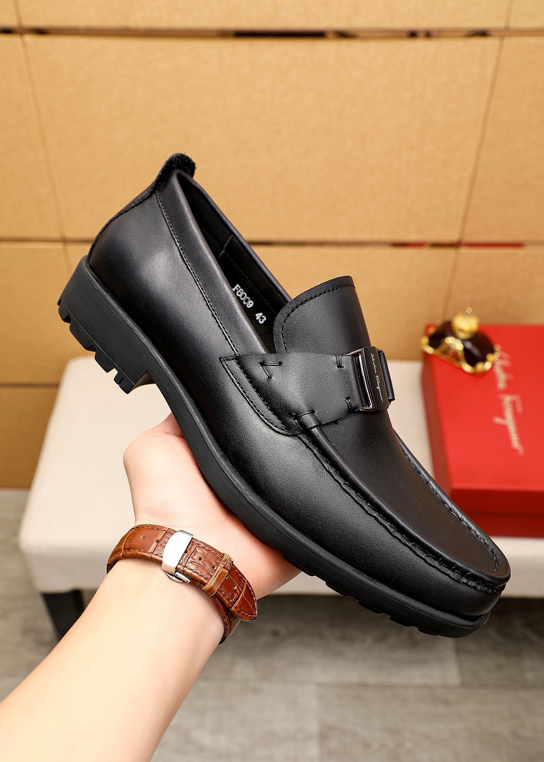 Salvatore Ferragamo Men's Leather Loafers Classic Buckle, Black, Sizes 38-44 5 i1744863500 7470 3