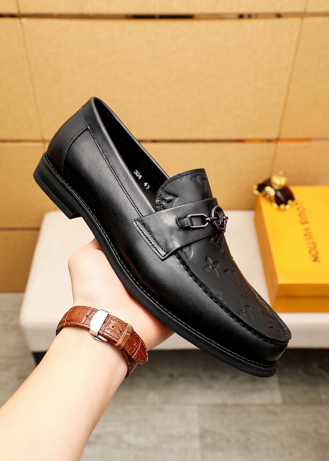 Louis Vuitton Leather Loafers with Embossed Monogram and Metal Hardware 5 i1744863539 1332 3