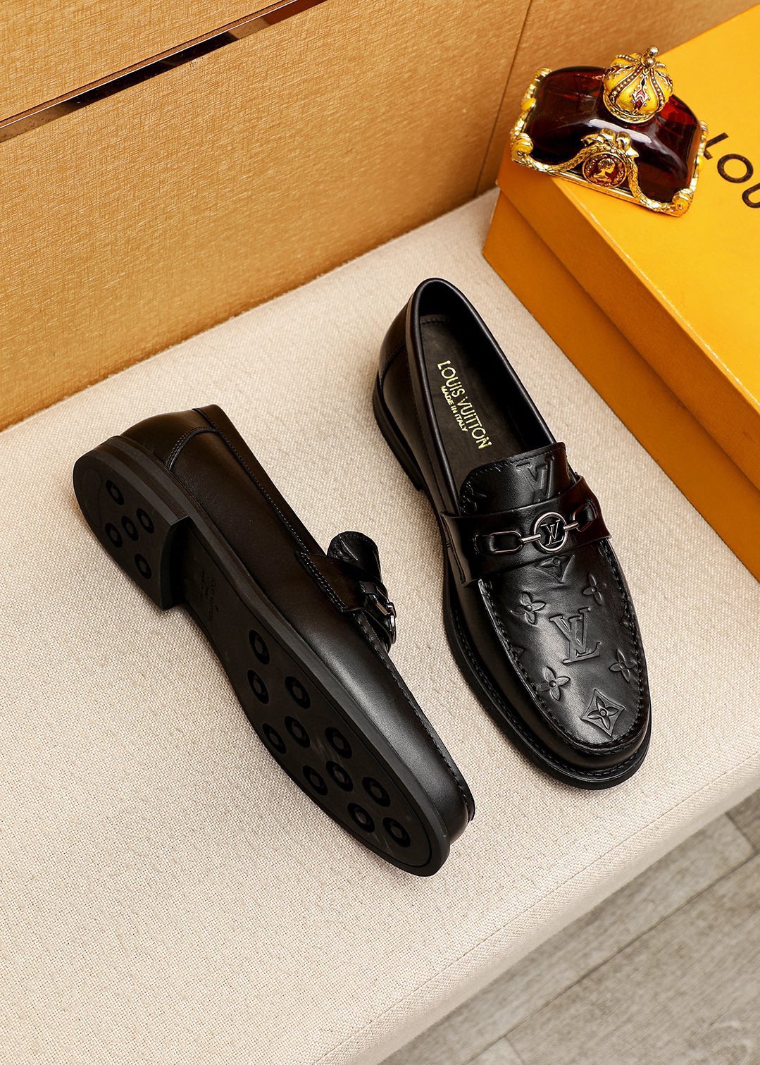 Louis Vuitton Leather Loafers with Embossed Monogram and Metal Hardware 3 i1744863539 2243 1