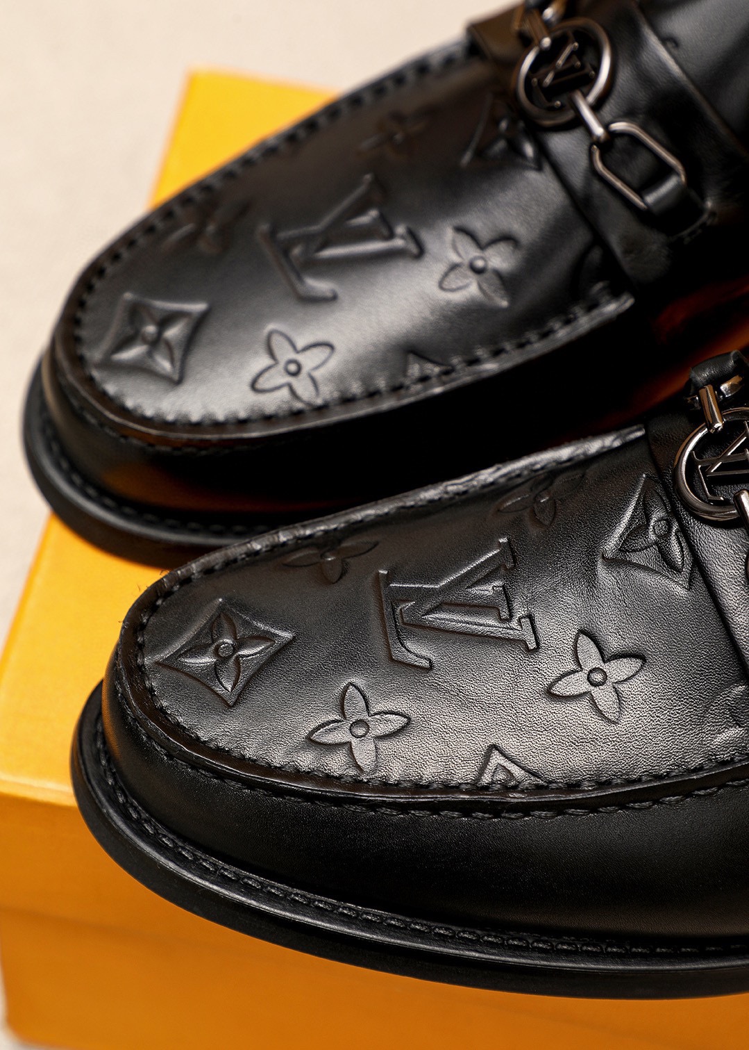 Louis Vuitton Leather Loafers with Embossed Monogram and Metal Hardware 7 i1744863539 410 5
