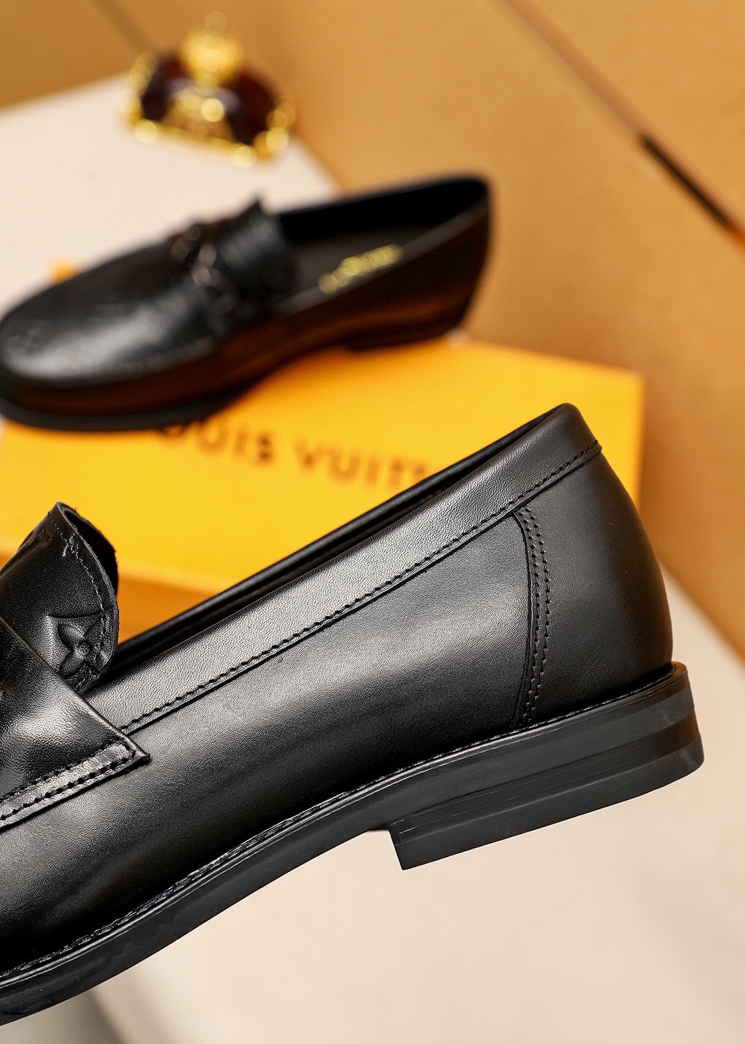 Louis Vuitton Leather Loafers with Embossed Monogram and Metal Hardware 8 i1744863539 6512 6