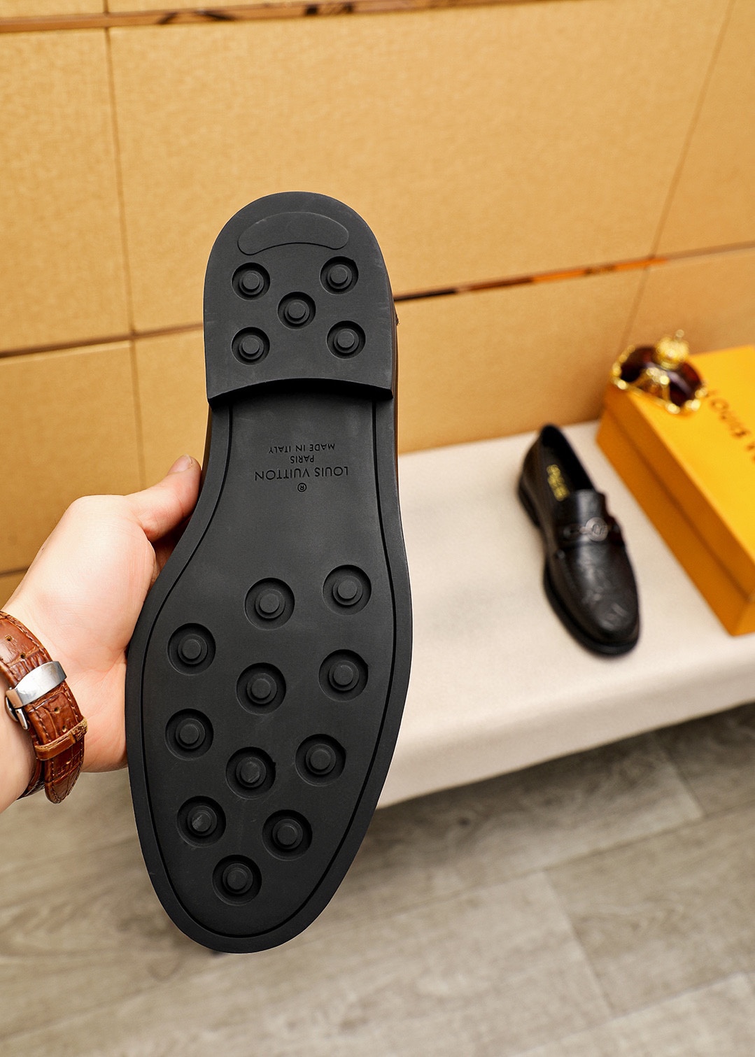 Louis Vuitton Leather Loafers with Embossed Monogram and Metal Hardware 10 i1744863539 7877 8