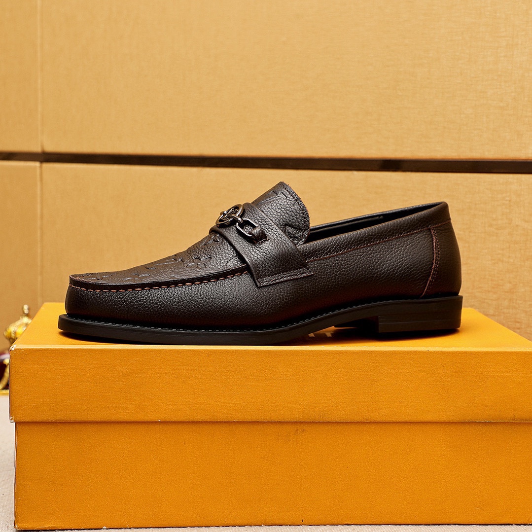 Louis Vuitton Men's Casual Leather Loafers Embossed Brown, Size 38-44 7 i1744863577 6014 5