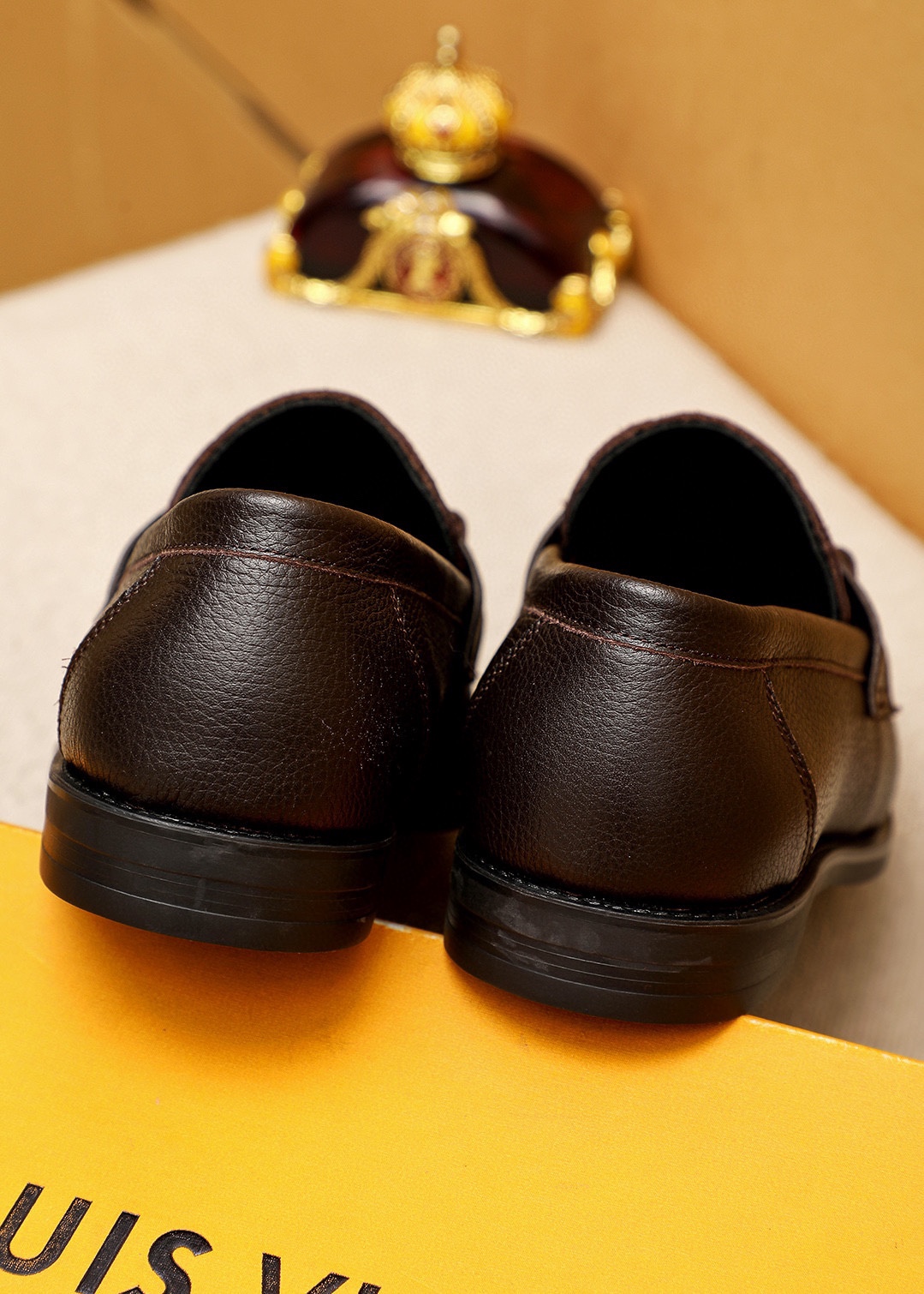 Louis Vuitton Men's Casual Leather Loafers Embossed Brown, Size 38-44 10 i1744863577 8174 8