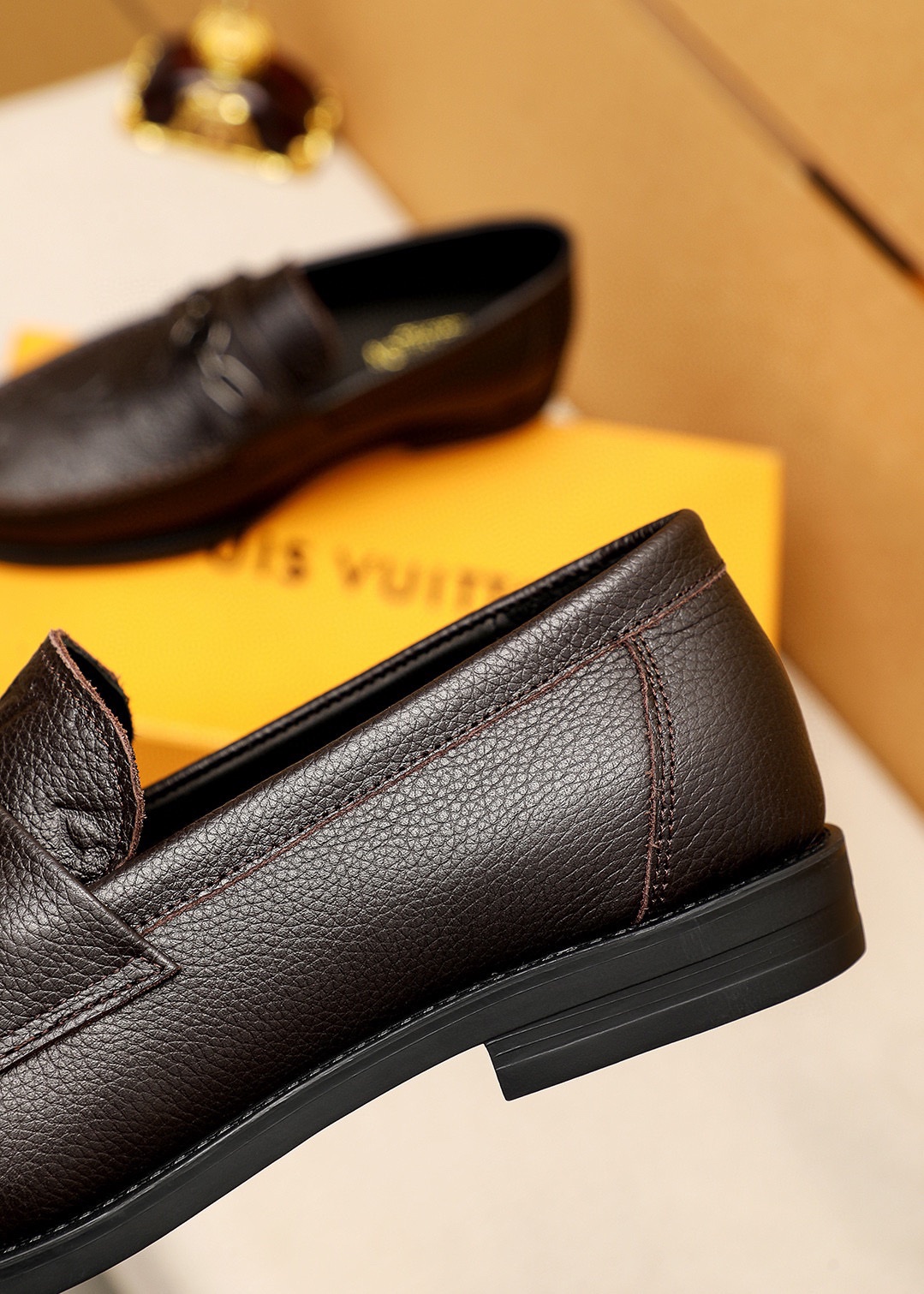 Louis Vuitton Men's Casual Leather Loafers Embossed Brown, Size 38-44 9 i1744863577 8483 7