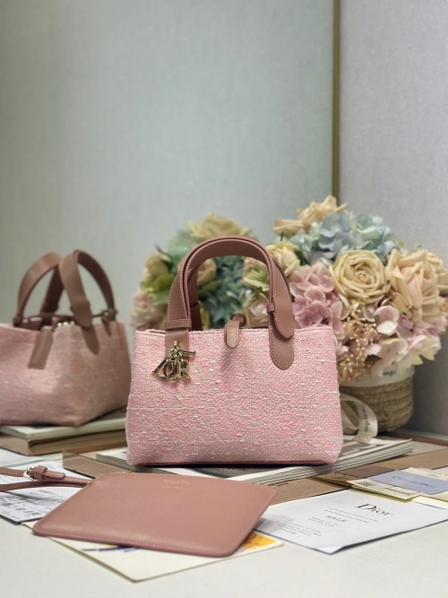 Dior Toujours Small Bag Pink Tweed and Leather - Elegant & Versatile 1 Dior Toujours Small Bag Pink Tweed and Leather - Elegant & Versatile
