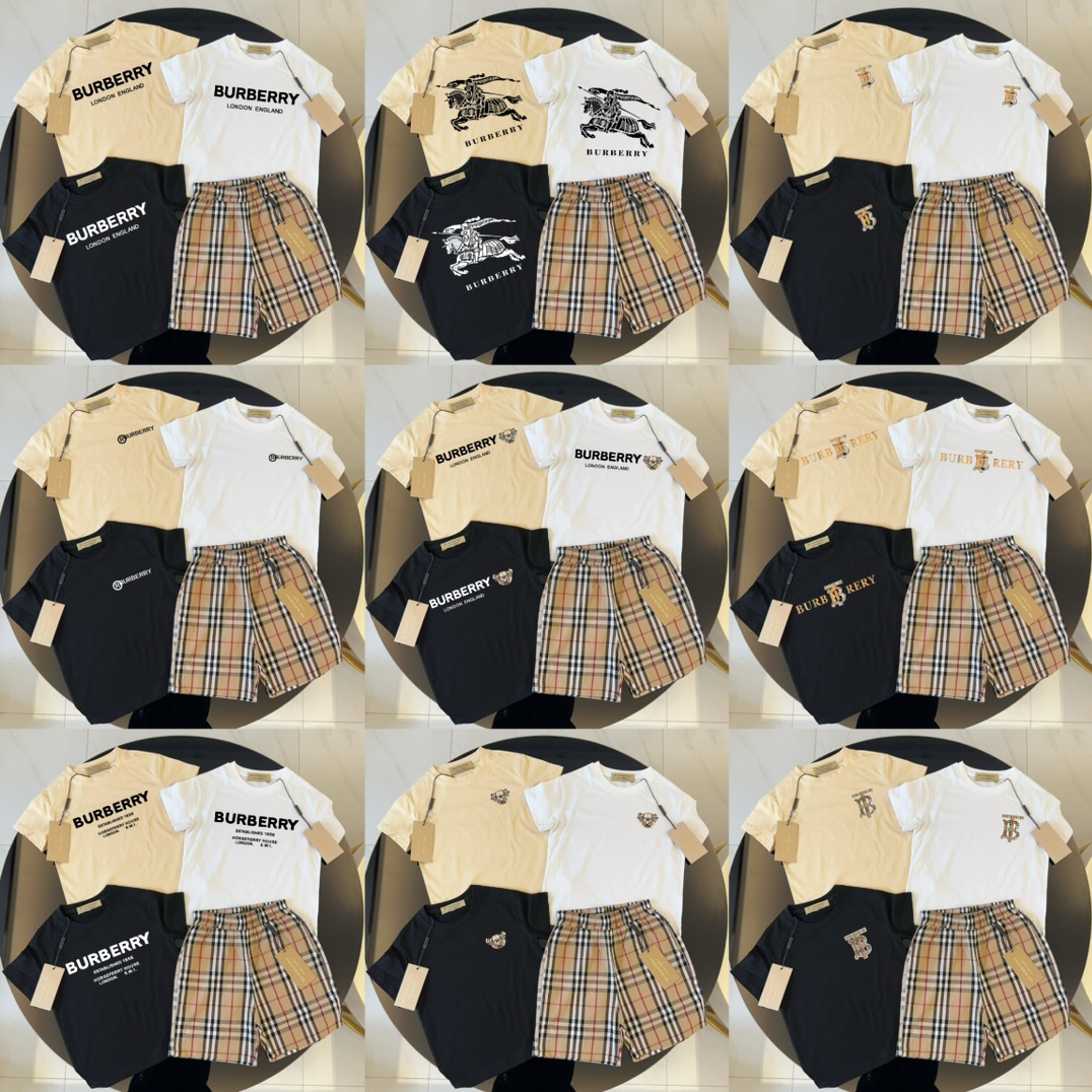 Colección Burberry -------- Camiseta de manga corta Burberry, pantalones cortos a cuadros Burberry, talla 90-150, traje…