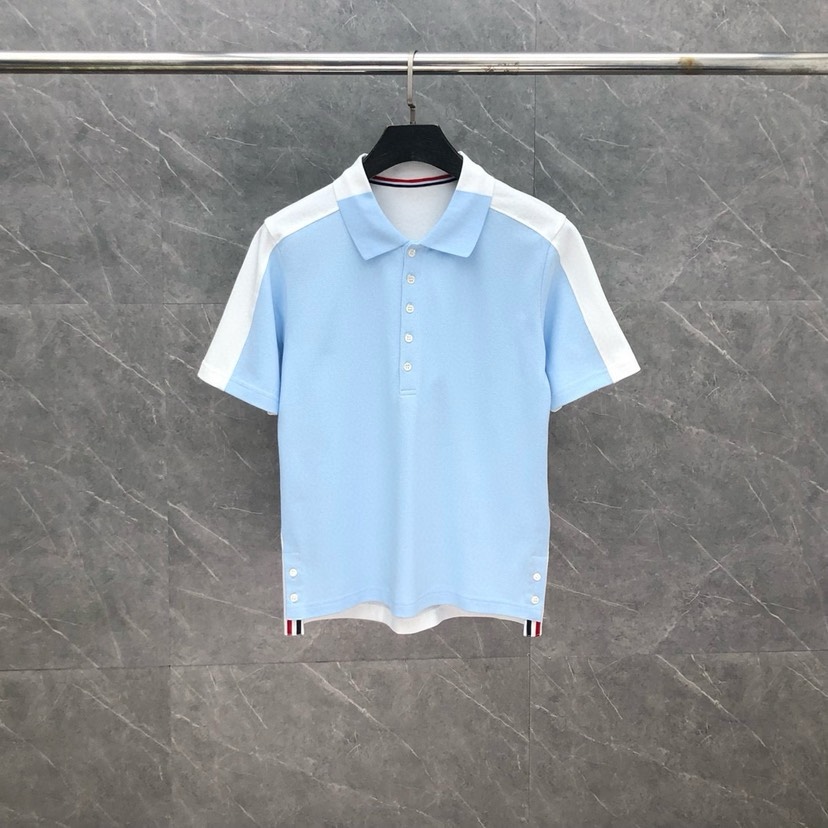 🔥THOM BROWNE 汤姆布朗 TB前后拼色朱地翻领POLO衫，短袖翻领T恤，\n可配套装\n码数：